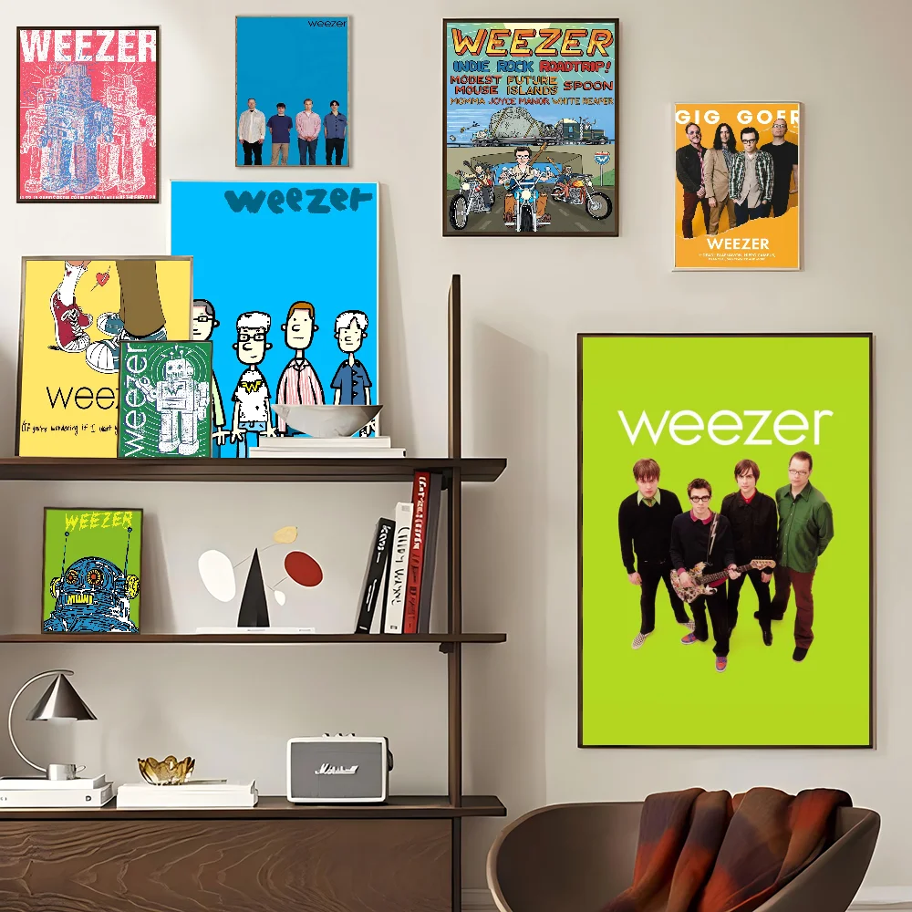 Weezer Music Band Anime Posters Sticky Waterproof Paper Sticker Coffee House Bar Kawaii Room Decor