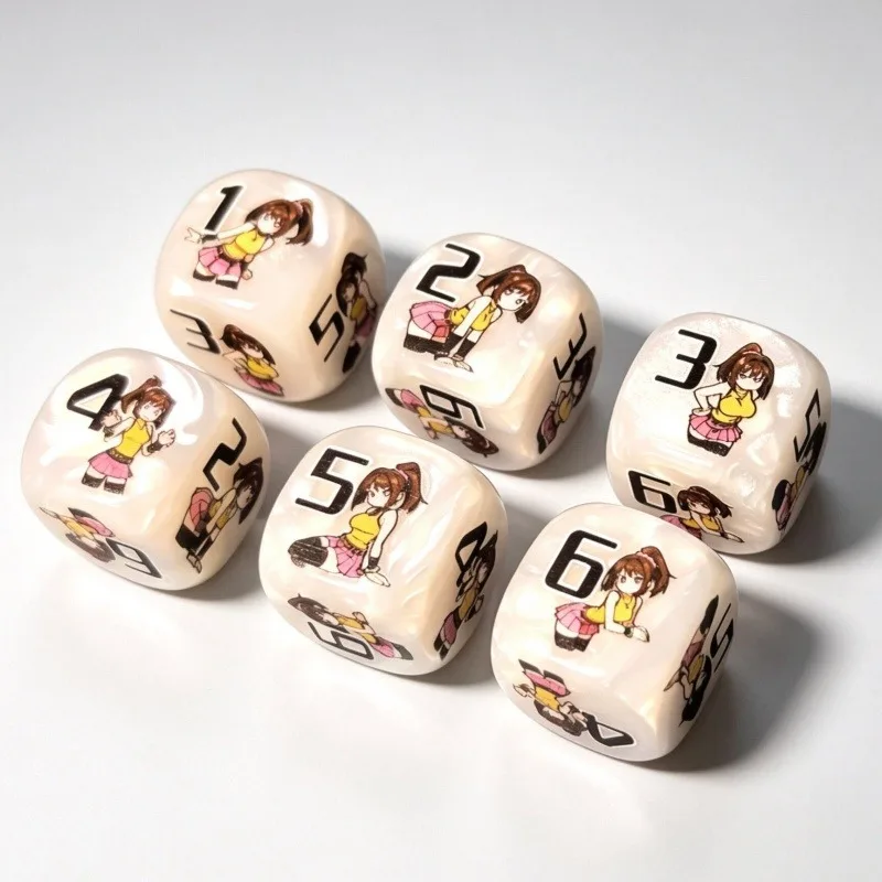 16mm Yu-Gi-Oh! Tea Gardner Themed Board Game Multi-sided Dice First Attack Then Defense YGO Token Damage Counter Resin Dice Toys