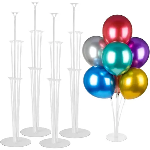 4Sets Balloon Stand Kits, Balloon Sticks Holders with Base for Table Graduation Birthday Gender Reveal Party Decorations