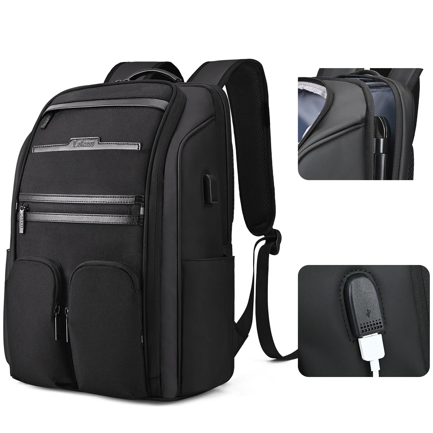 Mochila de computador impermeável de grande capacidade para homens e mulheres, bolsa de escola USB, viagem, laptop, negócios, homens, fêmea