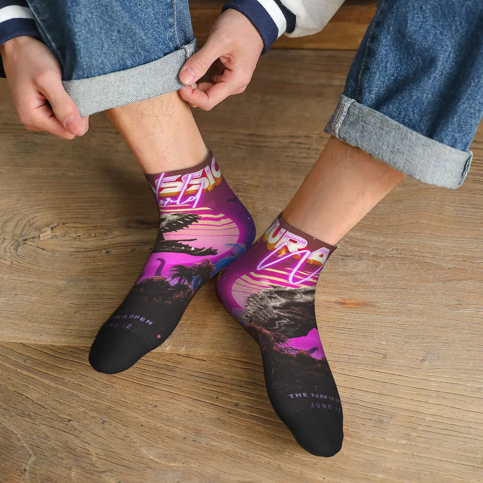 

Всесезонные новые носки с изображением динозавра в стиле Юрского периода, впитывающие пот носки в стиле Харадзюку, повседневные чулки для мужчин и женщин, подарки