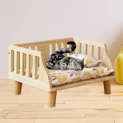 Wooden Dog Bed Durable Four Seasons Accessoies Frame for Kitten Cats Indoor