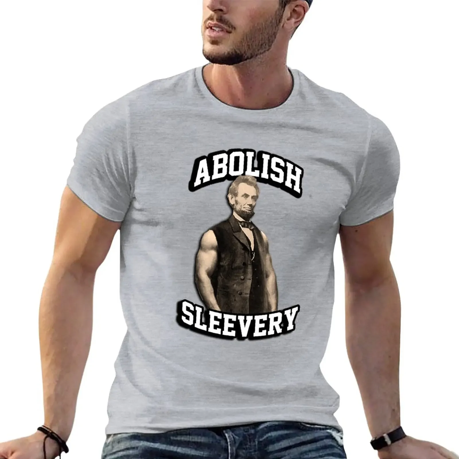 Abraham Lincoln - Abolish Sleevery T-Shirt korean fashion Aesthetic clothing boys whites Men's t-shirt