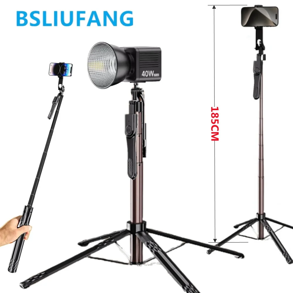 

BSLIUFANG Новый портативный штатив для камеры 185 см с подсветкой, беспроводной пульт дистанционного управления 360 ° вращение для записи прямой трансляции Tiktok