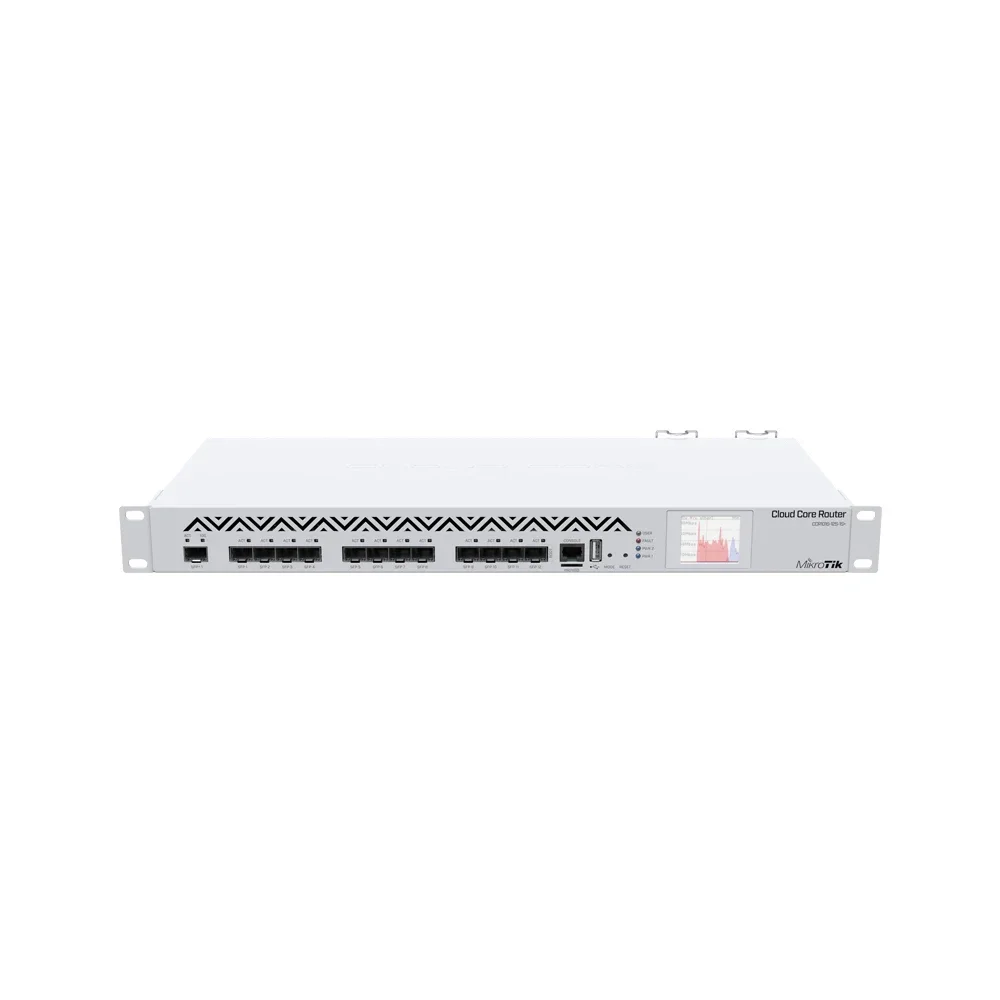 Mikrotik CCR1016-12S-1S+ Router 12xSFP Cage, 1xSFP+ Cage, 16 core x 1,2 GHz CPU, 2 GB di RAM, pannello LCD, montaggio su rack 1U, doppia alimentazione