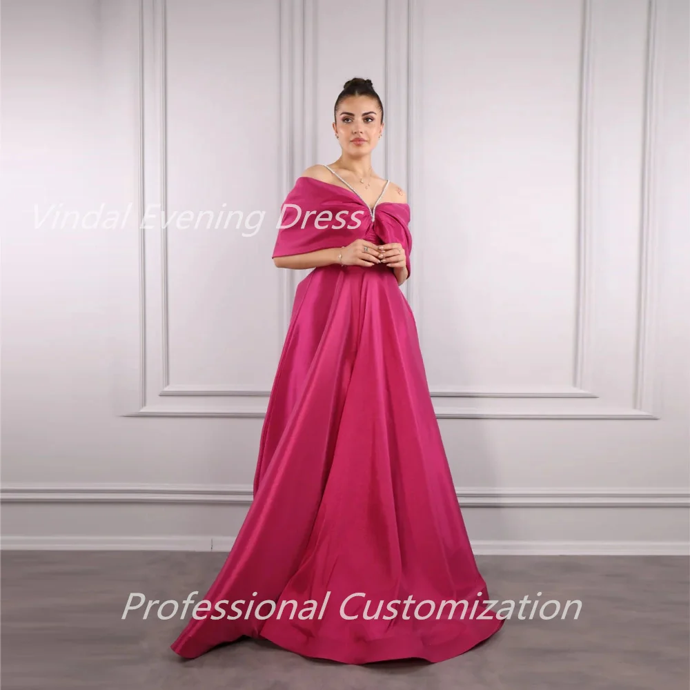 

Vindal Evening dresses Satin Pleat Floor-Length A-Line off-the-shoulder Neckline luxurious Elegant السعود For Woman 2024