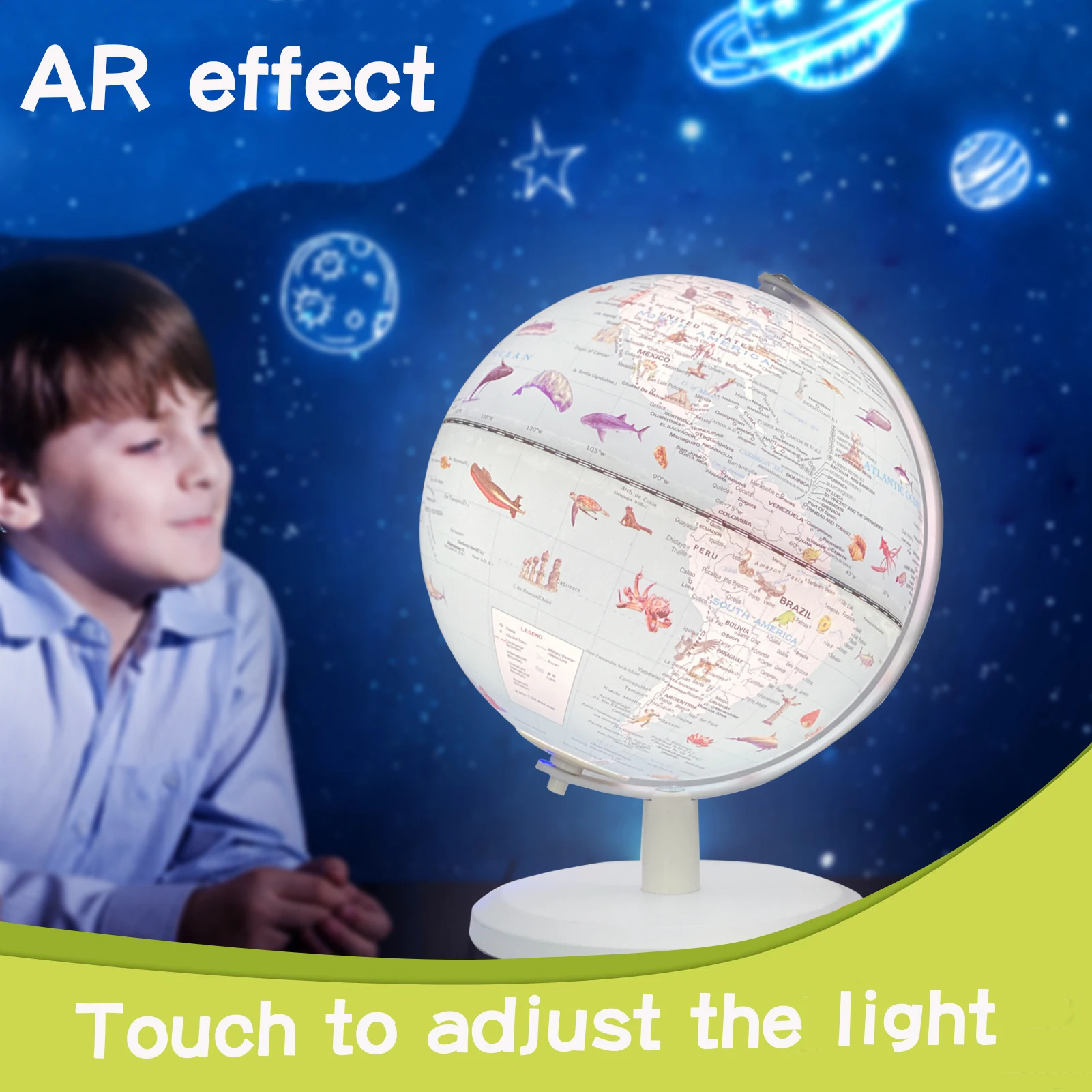 7.8inch Educational World Globe Educational and Decorative Piece  Easy to Read Spinning AR Globe Ideal for Learning Geography