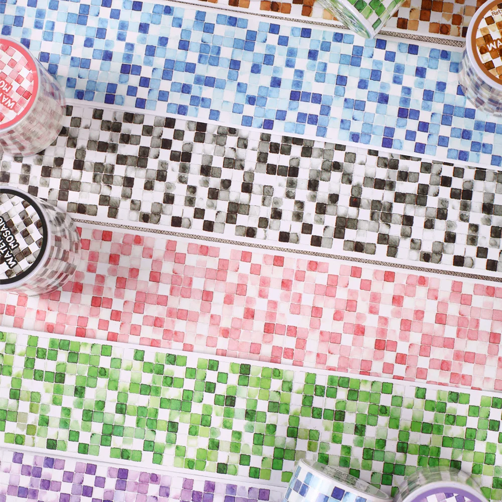 Retro Aquarell Mosaik Landschaft Material Plastiktüten-Aufkleber Scrapbook Kreative DIY Schreibwaren Wand Wasserfeste Tägliche Aufkleber