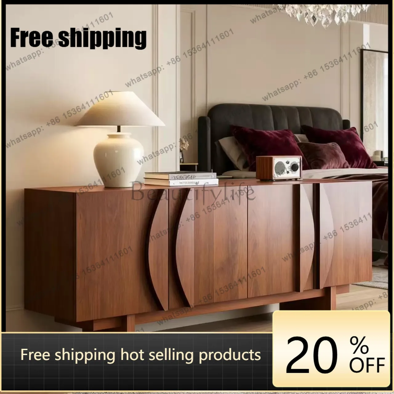 Factory Direct Medieval Style Side Cabinet Retro New Tea Entrance Storage Cabinet