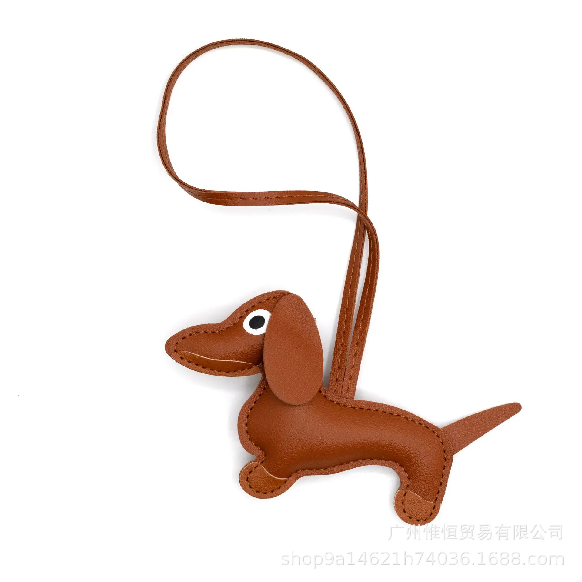 2PC PU Leather Fashion Designer Sausage Dog Hanger Keychain Pendant Bag Accessories