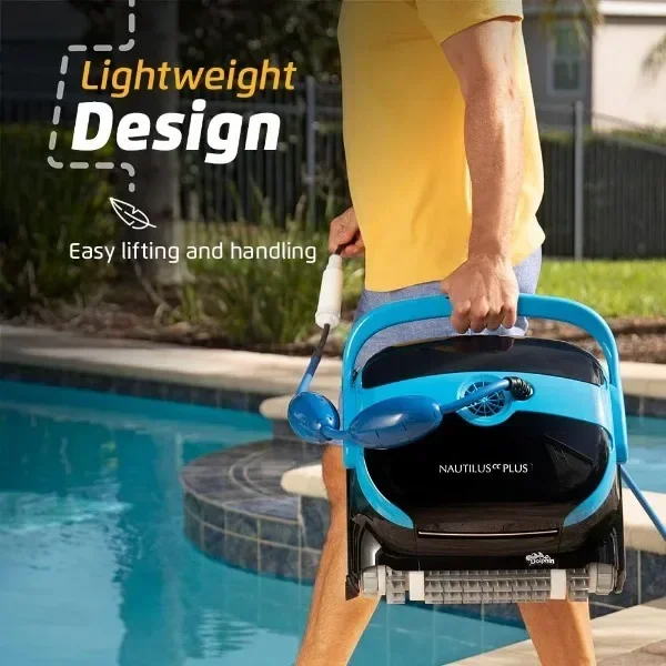 Aspirateur robot DolDave Nautilus CC Plus pour piscine, capacité d'escalade murale, charge par le haut, entretien facile, idéal