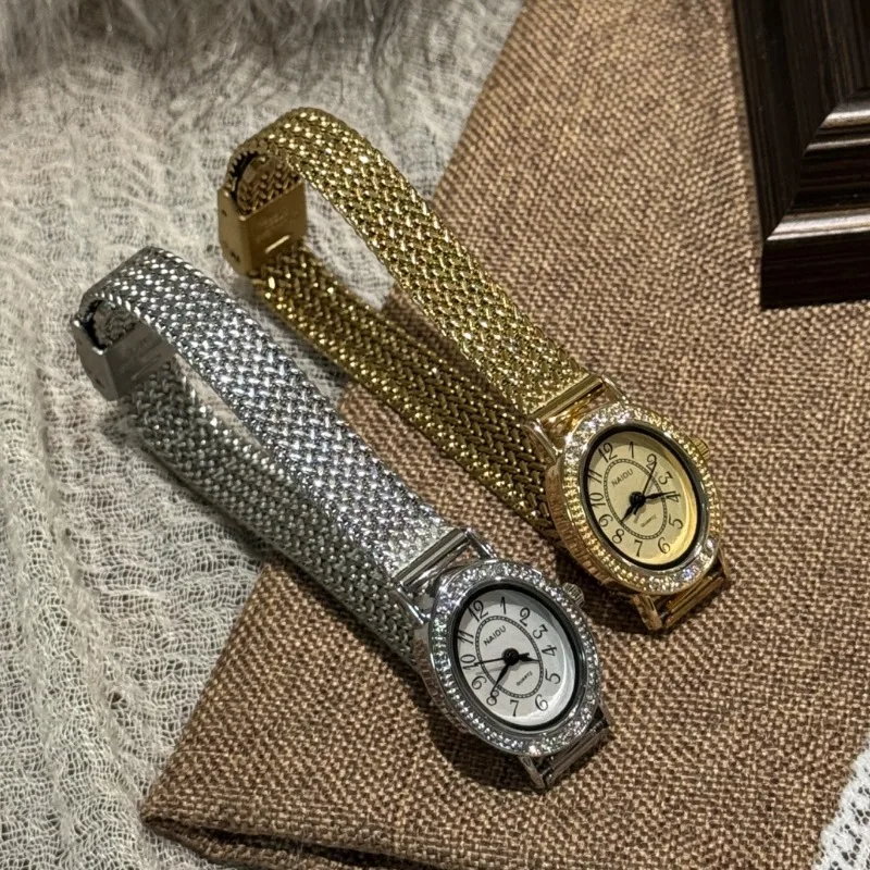 

Винтажные кварцевые часы, роскошные подарки, часы для женщин, овальный циферблат, золотой браслет, высокое качество, модные женские платья, наручные часы Reloj