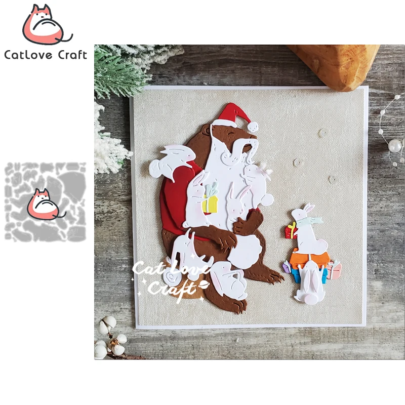 Catlove Christmas Couch Bear Rabbit Metal Cutting Dies Scrapbooking Stencil Die Cuts Card Making DIY Craft Embossing New Dies