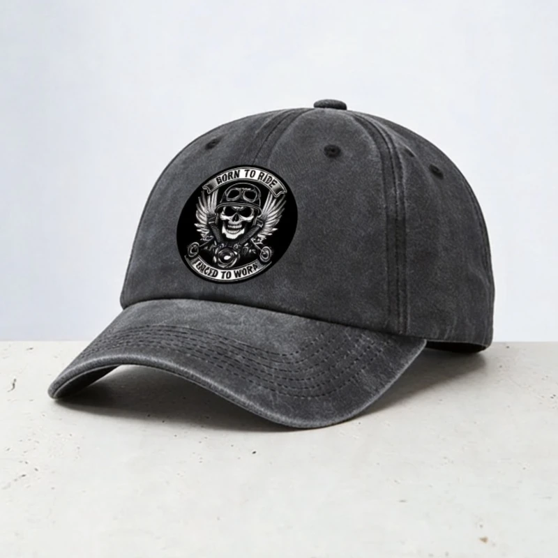 born to ride forced to work print Baseball Cap outdoor sports soft top adjustable cowboy hats fashion Breathable Snapback Caps