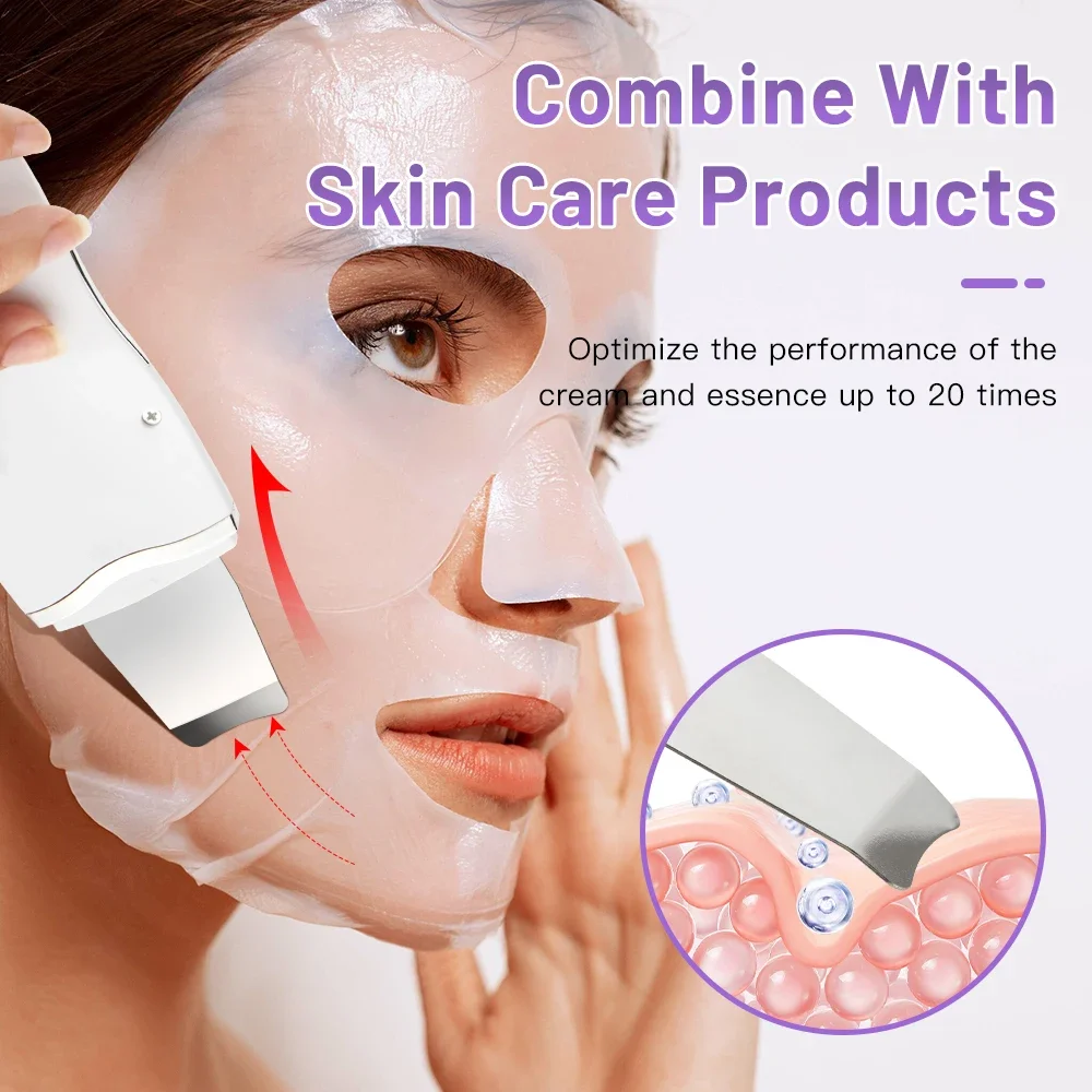 Épurateur de peau électrique à ultrasons, spatule vibrante pour le visage, dissolvant de points noirs, Lifting du visage, nettoyage, soins de la peau à ultrasons