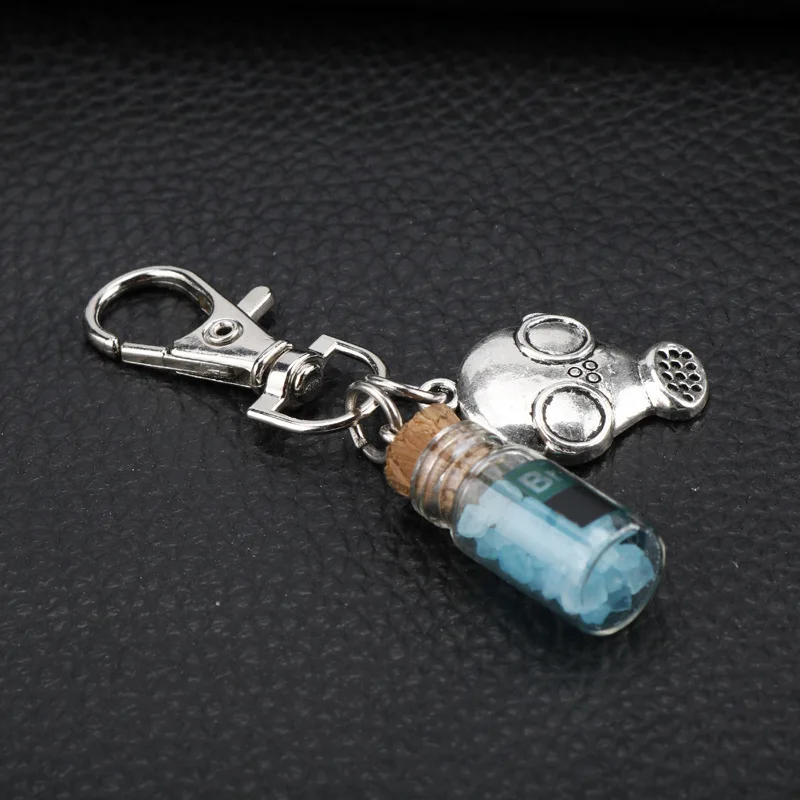 Breaking Bad Metal Keychain Sky Blue Cork Bottle For Woman Men Keyring Jewelry Gifts