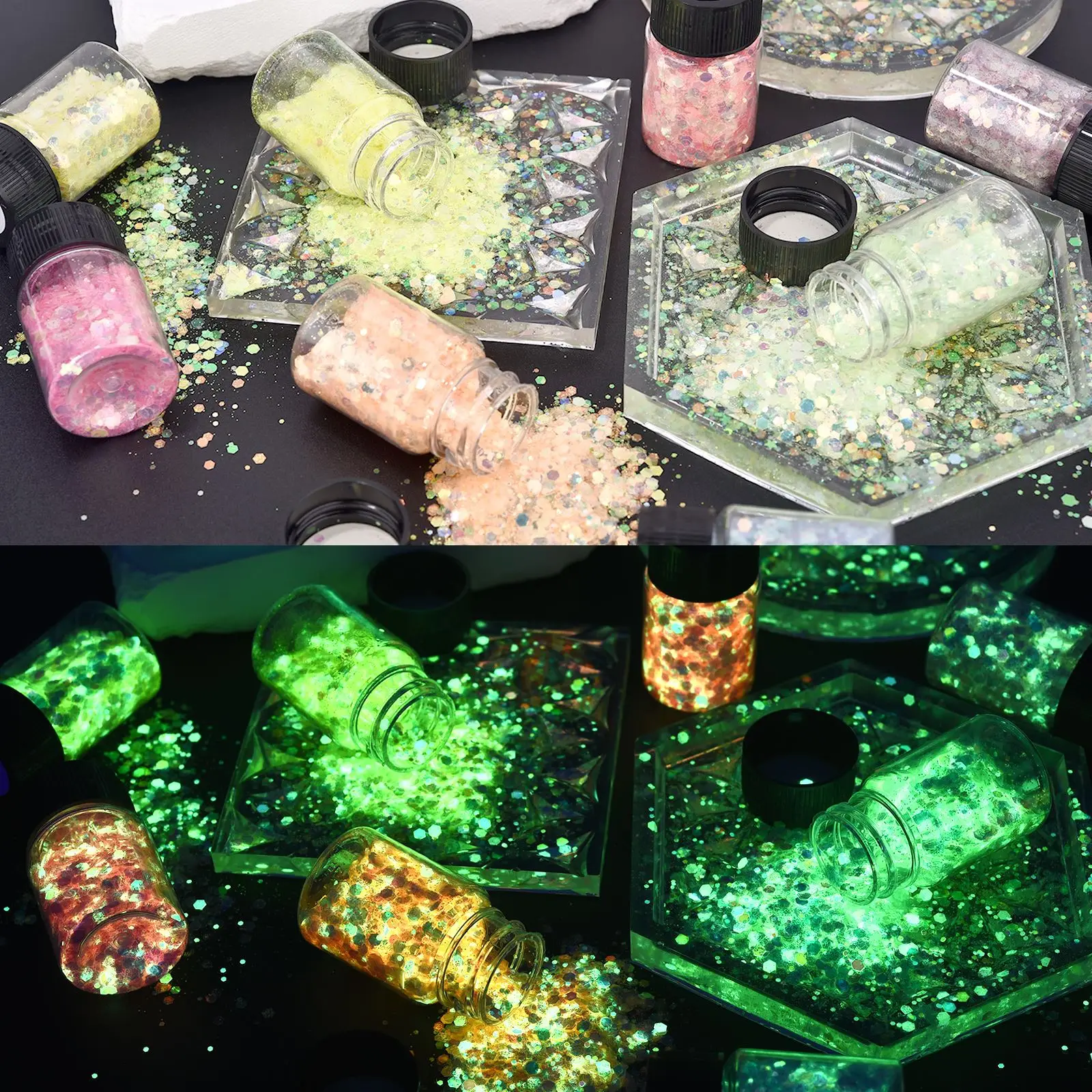 Luminous Sequins Glow In The Dark Glitters Fillers For DIY Epoxy Resin Mold Filling  Nail Art Crafts Resin Filling Decoration