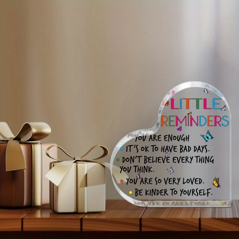Heart Shape Acrylic Inspirational Sign, 2D Flat 