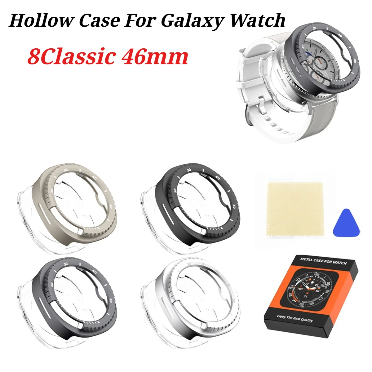 

Metal Protective Case Cover For Samsung Galaxy Watch 8 Classic 46mm Smartwatch Protector Hollow Out Scratch Resistance