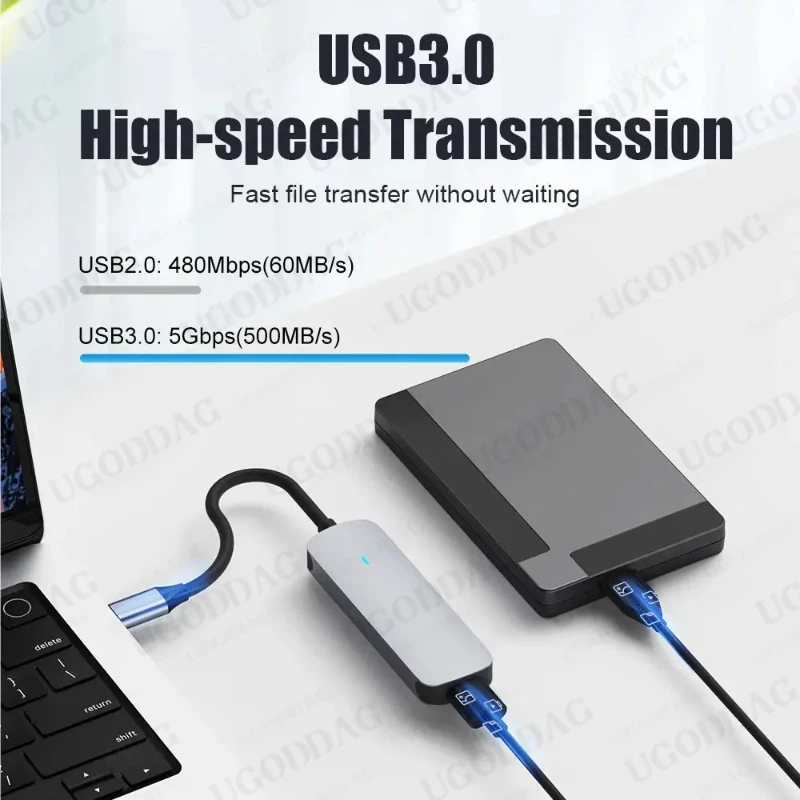 4 Port USB 3.0 Hub 5Gpbs High Speed Multi USB 3.0 Splitter Adapter for Lenovo Xiaomi Macbook Pro Air PC Computer Accessories