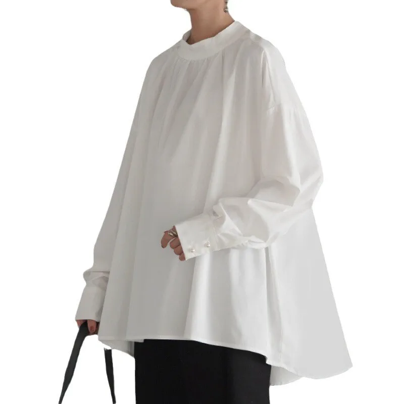 롯데 인스 루즈 하프 터틀넥 풀오버 스왈로우테일 랜턴 슬리브 셔츠