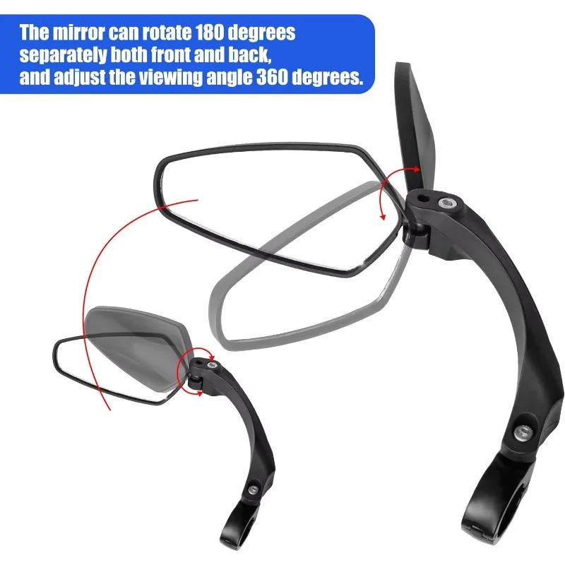 Scratch-resistant glass lens Adjustable rotatable safety bicycle rearview mirror