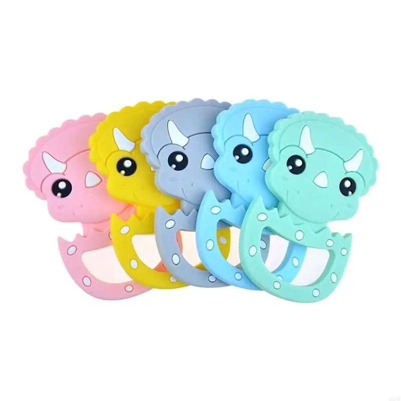 

E06F Cartoon Dinosaur Carding Silicone Beads Baby Creetether BPA Бесплатная игрушка