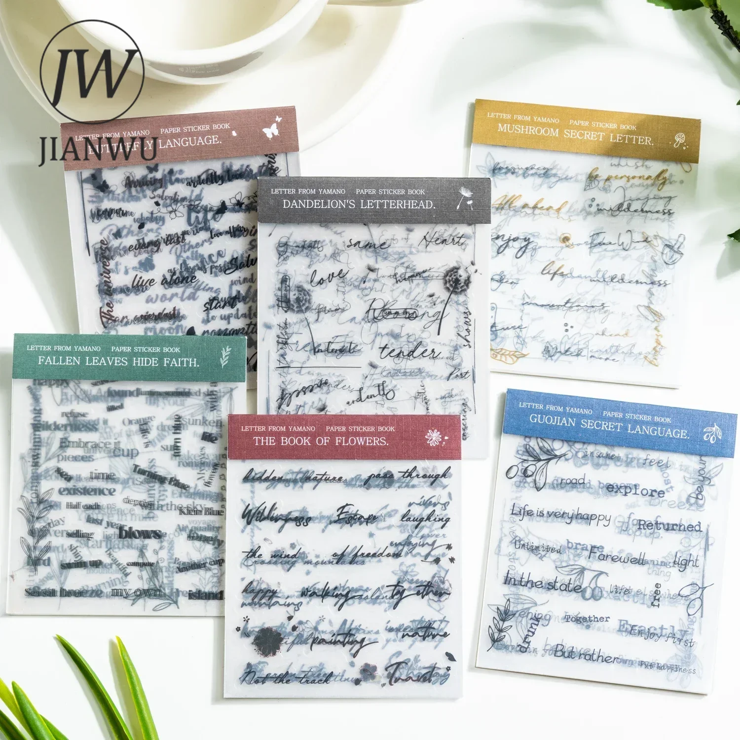 JIANWU Letter From Yamano Series Vintage English Text Material Collage Sticker Book Creative DIY Journal Stationery