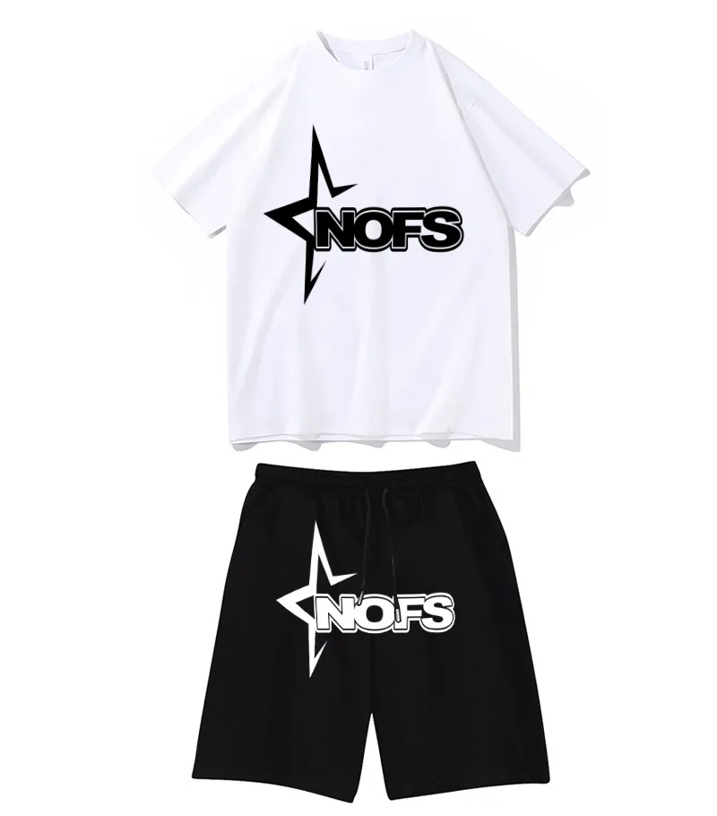 2025 Fashion Pure Cotton Printing Tide Brand Explosion Casual Short-sleeved Round Neck Sports Cotton T-shirt Five-point Pants