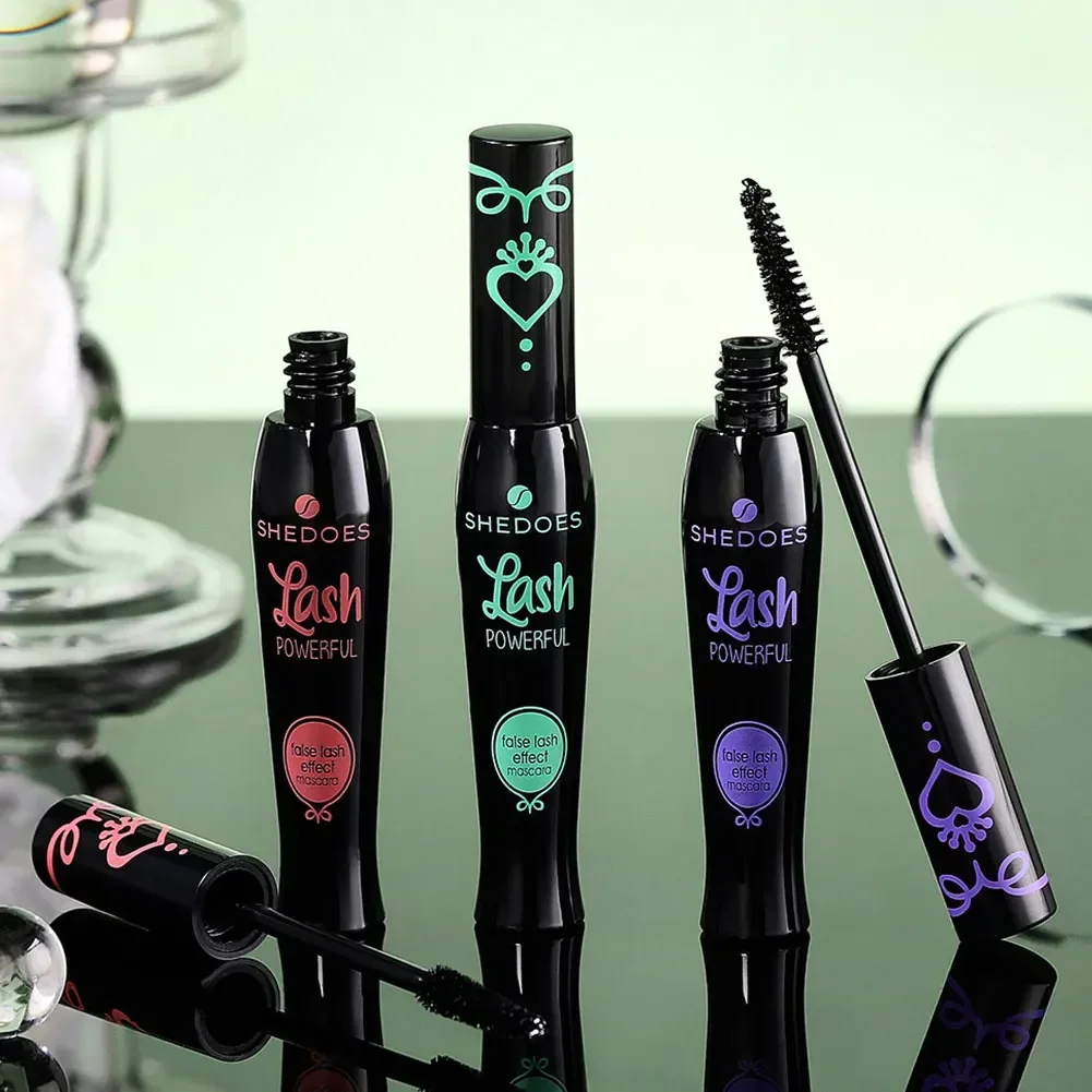 Wasserdichte schweiß feste Mascara-Creme dicke längliche lockige nicht verschmierte dreifarbige Augen schwarze Mascara-Creme Kosmetik