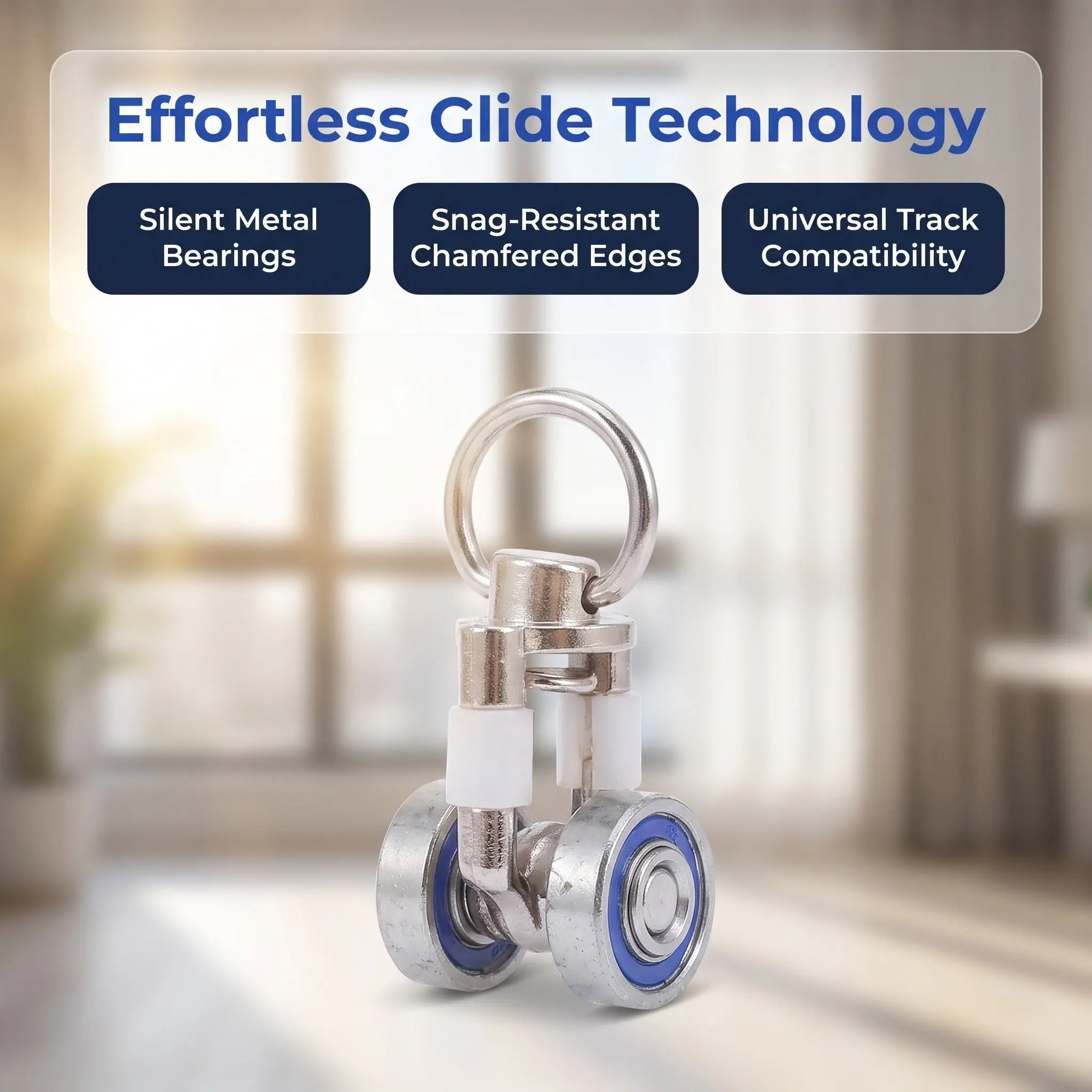 5Pcs Metal Curtain Pulley Hook Twin Wheeled Carrier Silent Roller for Straight Track Stable Hold No Fall Curtain Rail Track