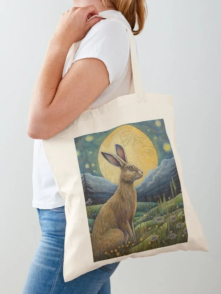 Moonlit Reverie: The Hare's Serenity 05 Tote Bag tote woman cute pouch large foldable reusable