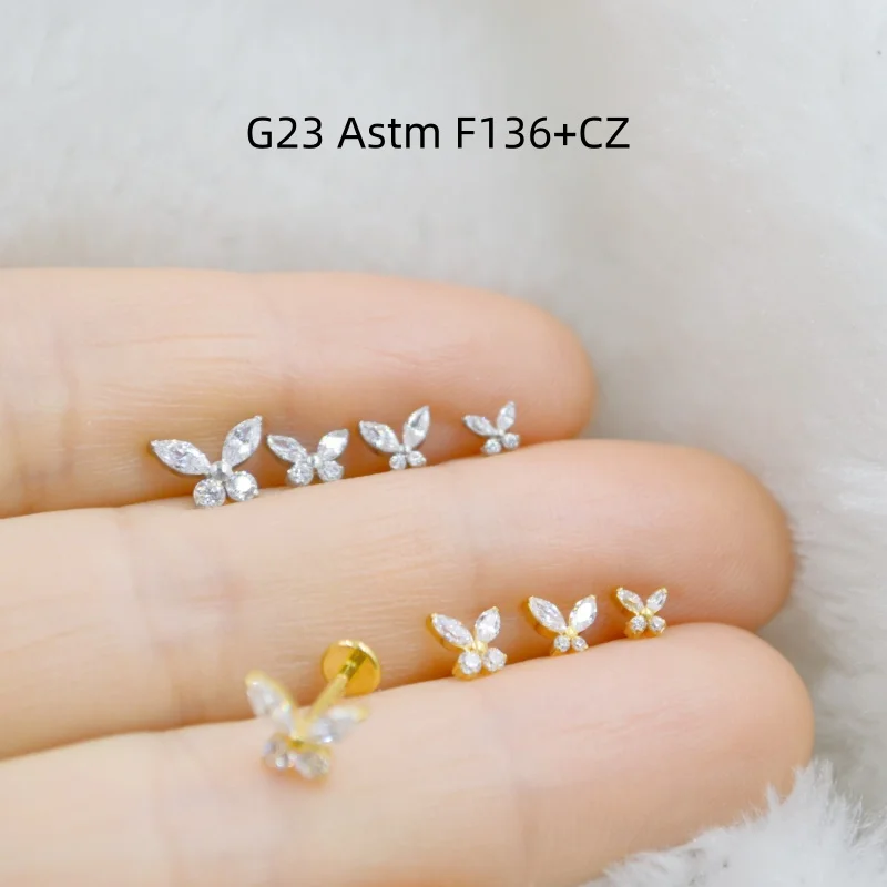 Großhandel 10 Stück G23 Titan ASTM F136 Körperschmuck CZ Lippen-Labret-Stab Ohr-Helix-Tragus-Rook-Stab – Detail 3