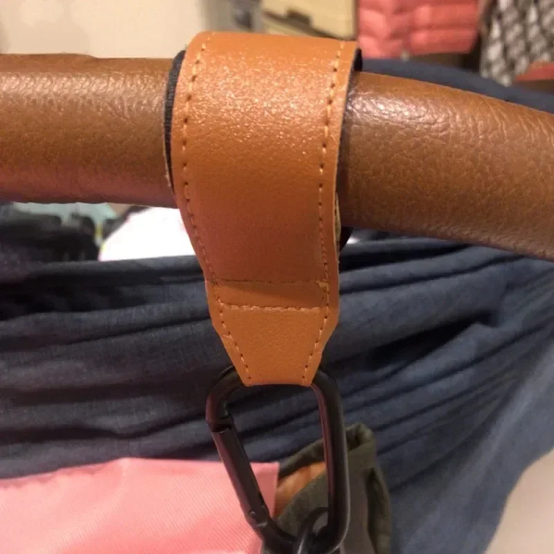 Baby Stroller Hook Fashion PU Leather Adjustable Pram Hook Cart Organizer Diaper Bag Hanger Children Boy Girl Travel Accessories