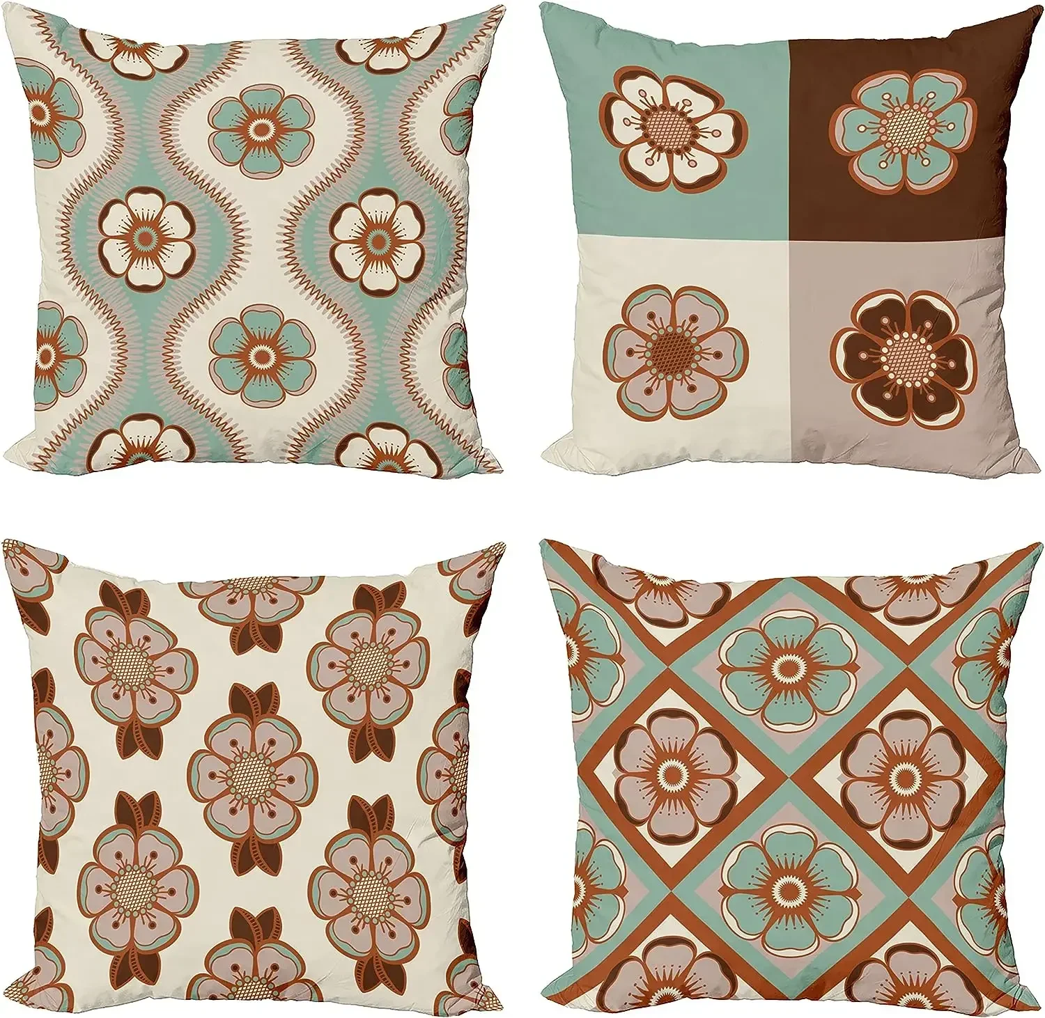 Retro Pillow Cover Cushion Cover Nostalgic Appearance Abstract Flowers Print, Digital Printing Cushion Cover  40X40cm