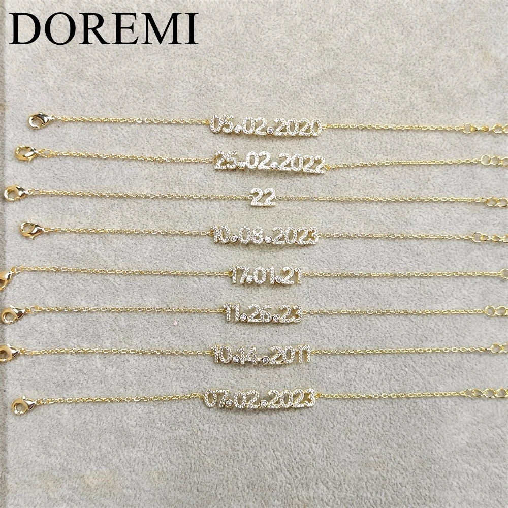 DOREMI-pulsera de regalo de joyería personalizada para madre, nombre personalizado, letras de tamaño de 6mm, pulsera colorida CZ