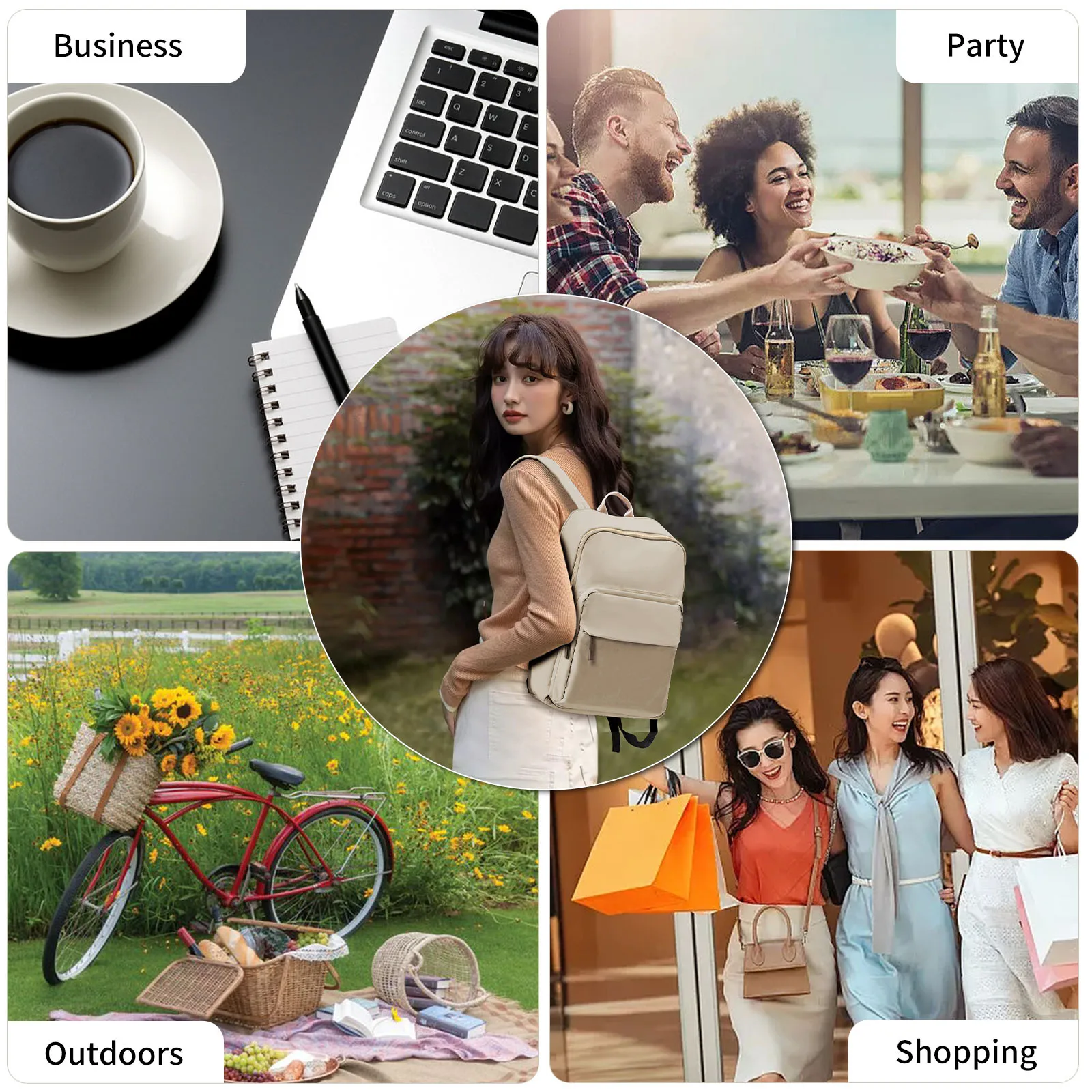 1PC Fashionable and Simple Large Capacity Women's Backpack Travel Business Bag Laptop Bag Wallet Computer Storage Bag