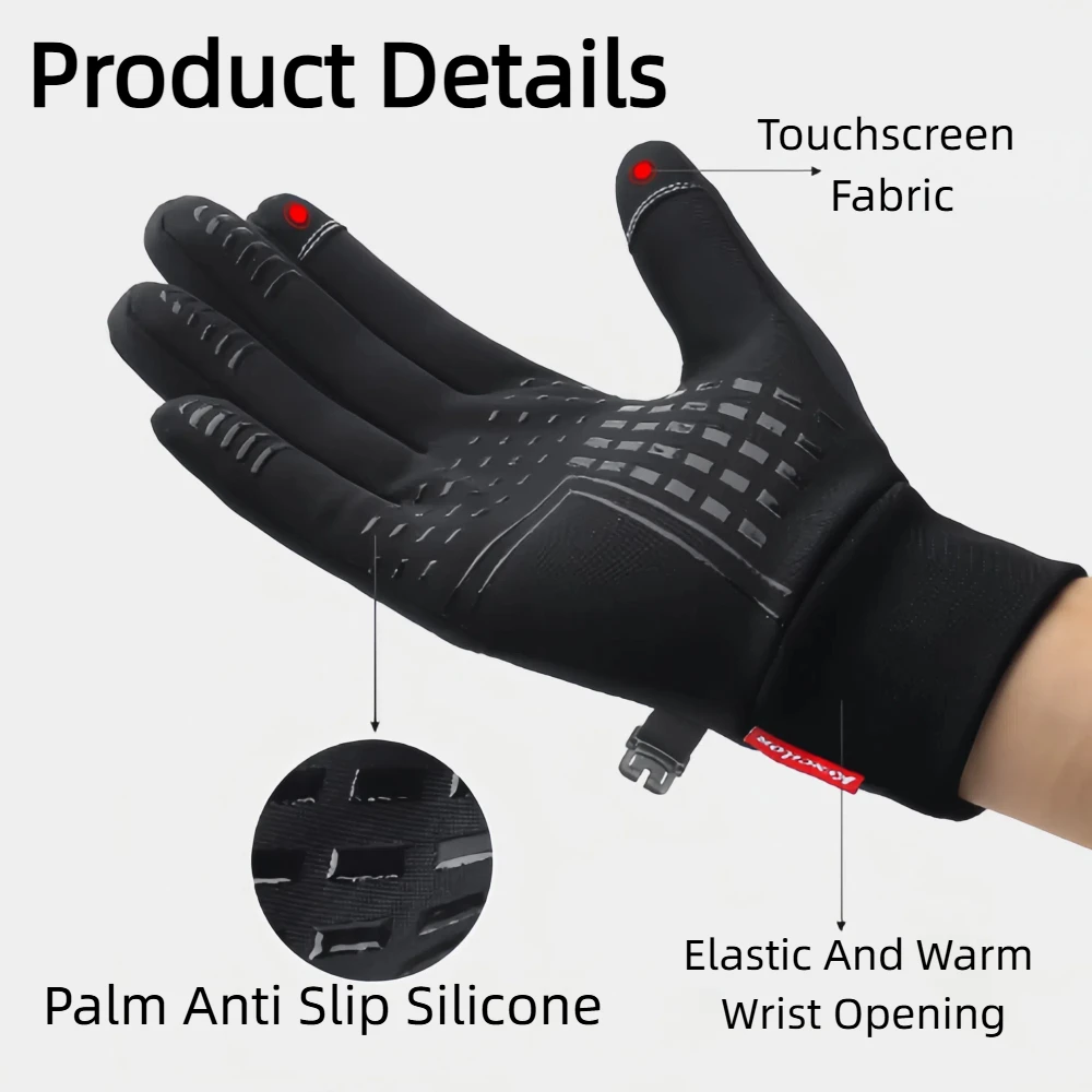 Winter Waterproof Cycling Gloves Touch Screen Bicycle Gloves Outdoor Scooter Windproof Riding Motorcycle Ski Warm Bike Gloves