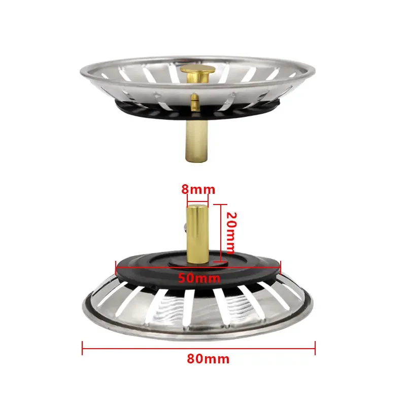 Colador de repuesto de acero inoxidable, 1 piezas, 79mm, escurridor de fregadero, cesta de lixiviación, tapón de residuos, filtro