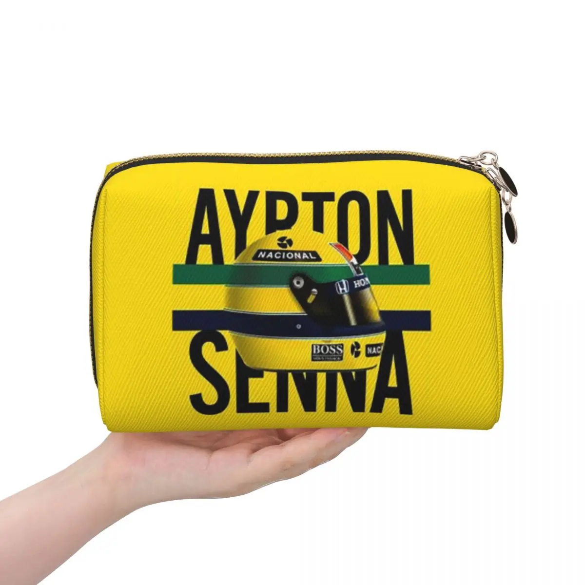 Ayrton Senna Racing Cars Women Cosmetic Bag Travel Makeup Organizer Pouch Toiletry Storage Dopp Kit Box