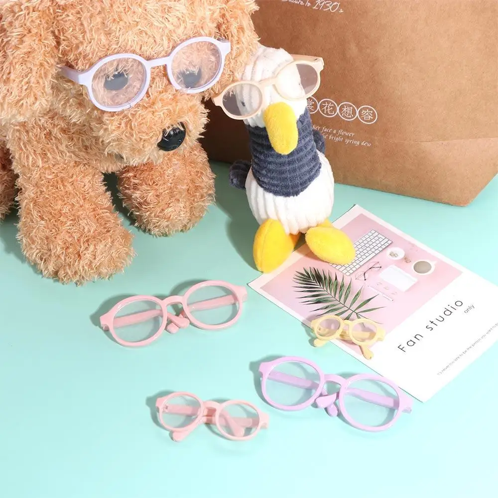 Doll Accessory Macaron Doll Glassses Plastic Candy Color Round Transparent Glasses Round Miniature Doll Mini Glasses Kids Gift