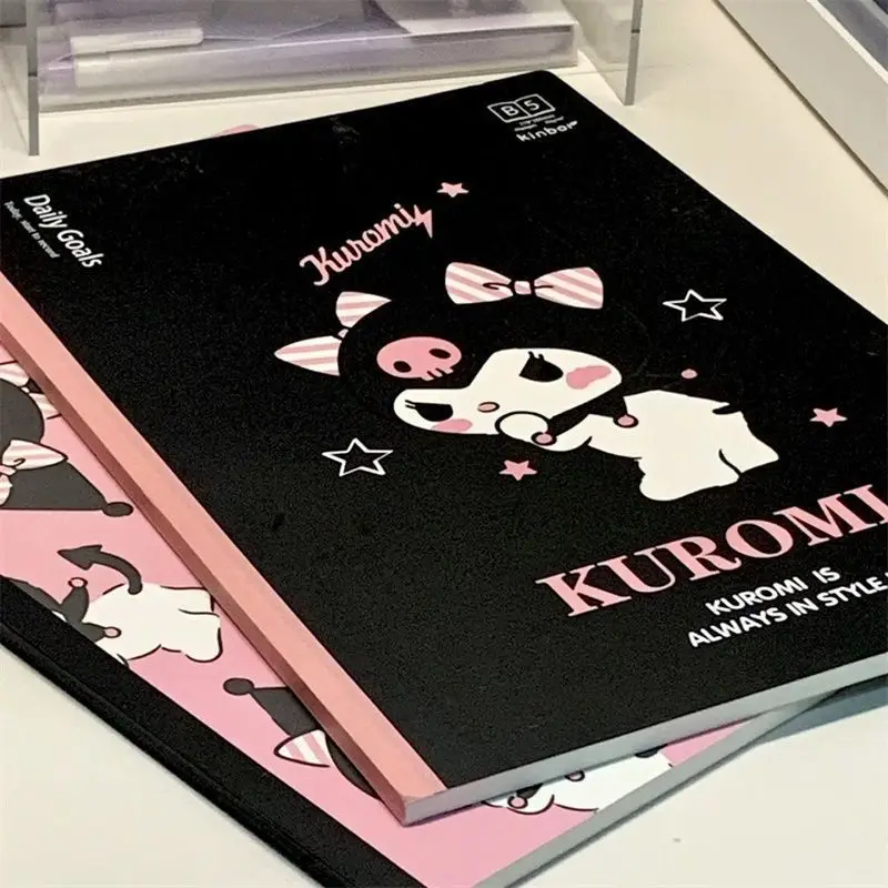 Sanrio Kuromi Cartoon Notebook B5 Grid Book Ins Girl Student Notepad Kawaii Diary Students Learning Tools Anime Gift for Kids