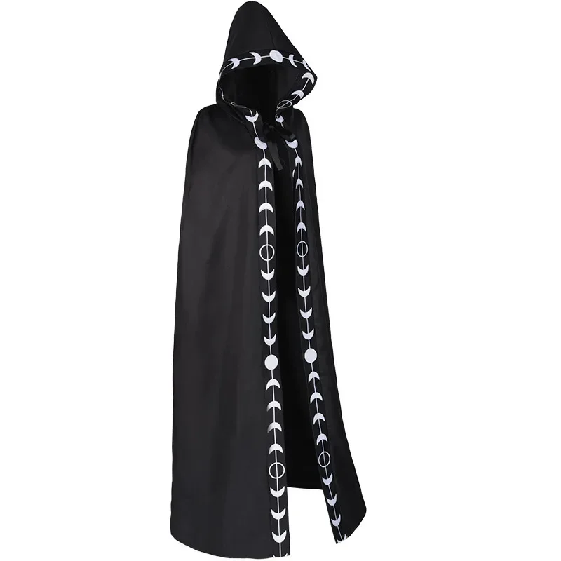 New Unisex Medieval Hooded Cloak Halloween Ball Death Robe Magic Wizard Costume For Party Anime Cosplay Retro Outfit view 4