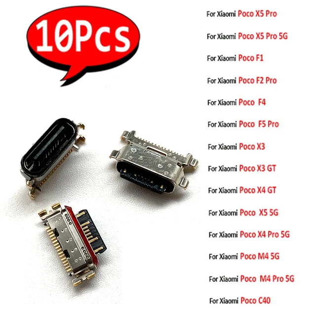 10 sztuk, gniazdo USB, złącze ładowania, port ładowania do Xiaomi Poco Poco X5 Pro 5G M3 F1 X3 F2 F4 X4 GT C40 F5 M4 Pro 4G M5