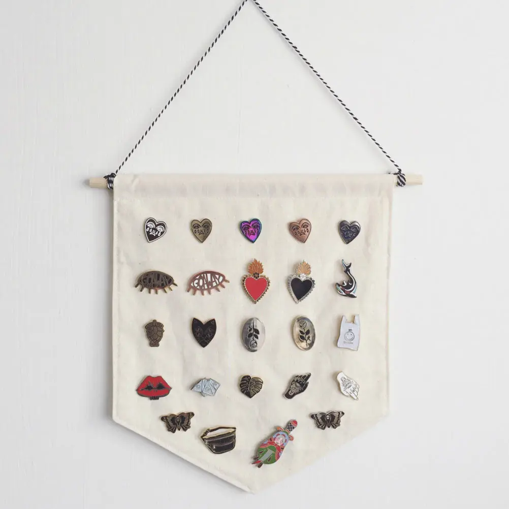 2 قطعة دبوس عرض قماش خمر جدار راية لجمع شارة دبابيس سترات مزخرفة بالمينا معلقة راية أداة التدريس الحرفية