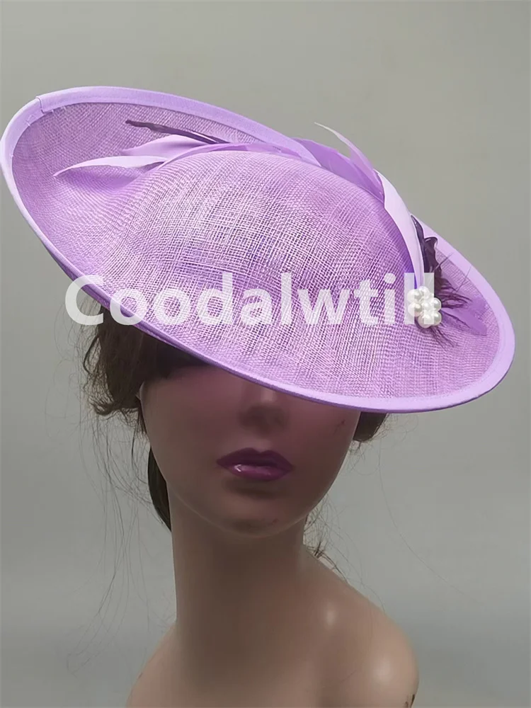 3-Layer Nice Sinamay Fascinators Wedding Women Hat Elegant Royal Ascot Fascinator Fancy Feather Pillbox Cap Ladies Kentucky Hats