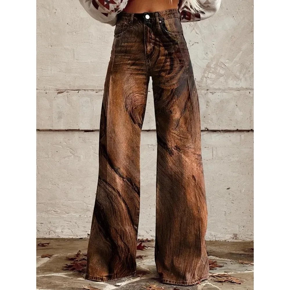 Damen Y2K Tie-Dye Graffiti-Print Hose mit hoher Taille und weitem Bein, Farbverlauf, Streetwear, lässige, lockere Hose mit Taschen, XXS-3X – Detail 10