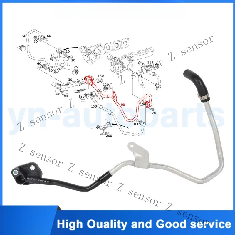 RRR+  Turbocharger Coolant Line Fit For Benz C292 X166 GLE500 GLS500 4MATIC 2782002751