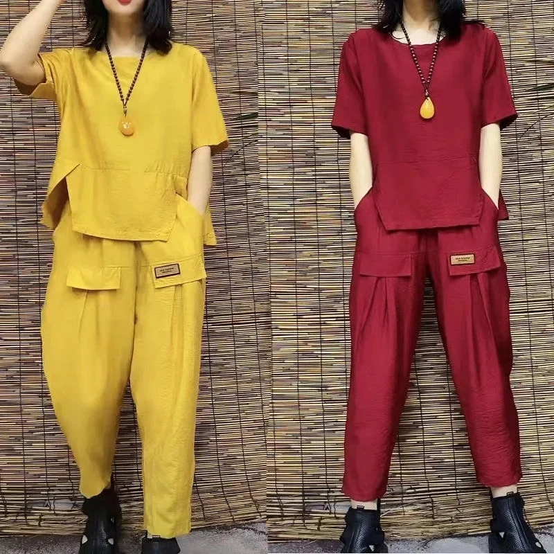 

Утягивающий повседневный круглый комплект Ne Overhead Sli, удобный женский комплект из двух предметов, модные летние брюки с девятью точками 2024, ort Sl...