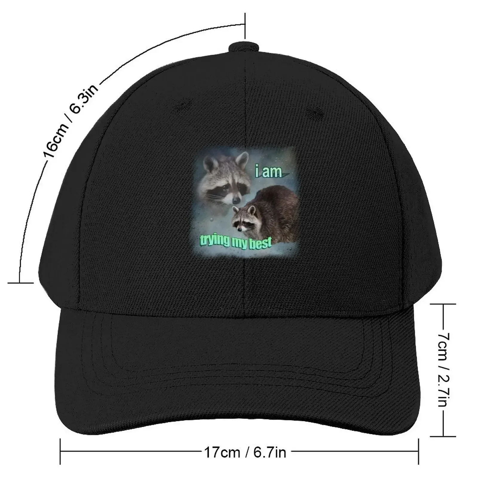 I am trying my best raccoon word art meme Baseball Cap Custom Cap Designer Hat cute Boy Child Women's